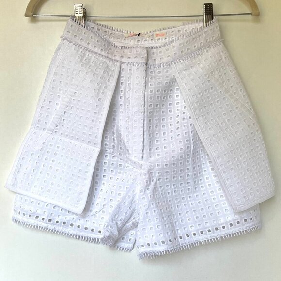 Sass and Bide Mini Eyelet Shorts Womens 6 White High Rise Cotton Tailored Summer - Picture 2 of 9